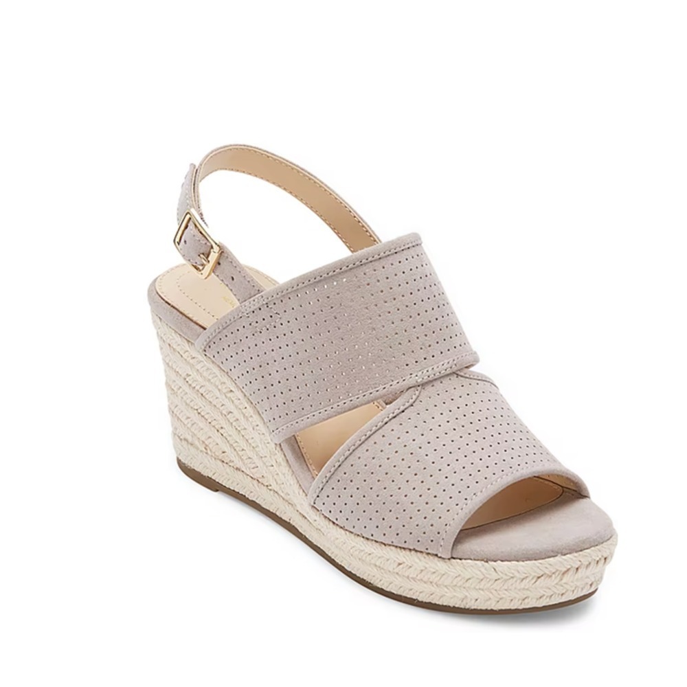 Liz Claiborne Womens Hatcher Wedge Espadrille‎ Sandals Koala Beige Size 10M